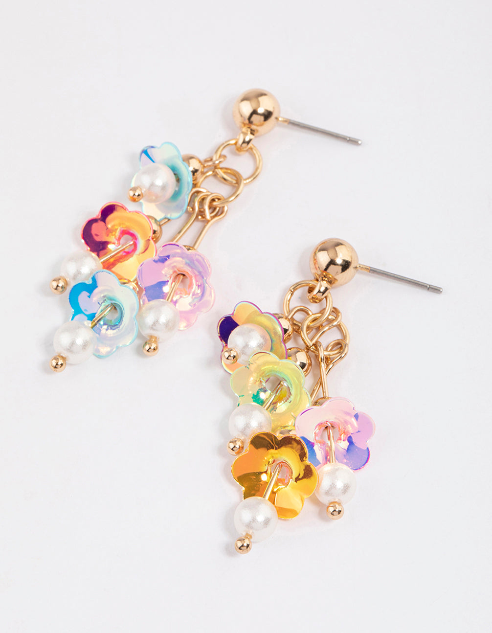 Chain Sequin Flower Drop Earrings